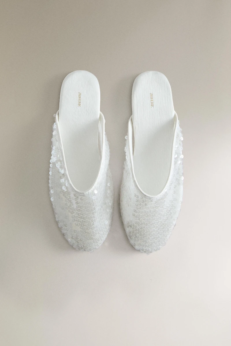 SEQUIN MULE SLIPPERS