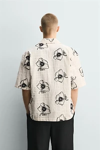 CHEMISE EN JACQUARD BRODERIE FLORALE