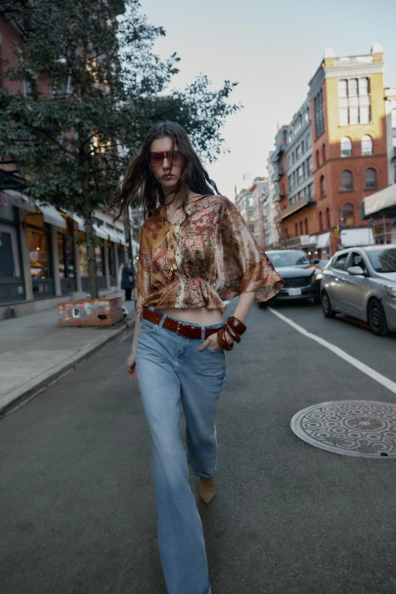 PRINTED SATIN EFFECT SHIRT