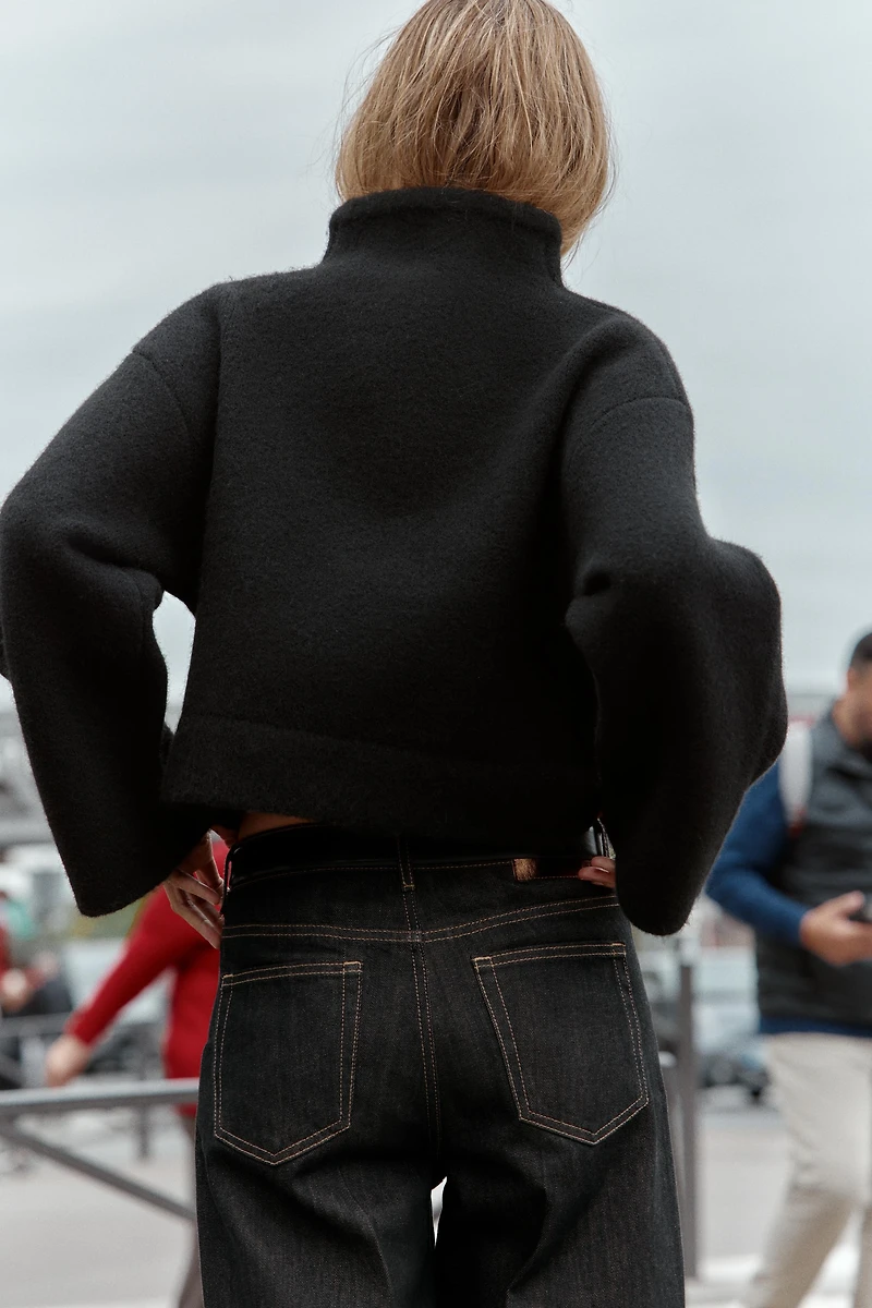 WRAP KNIT BOMBER JACKET