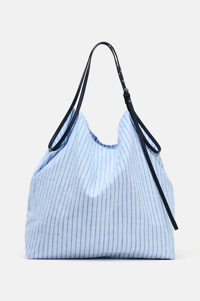 STRIPED WOVEN SHOPPER