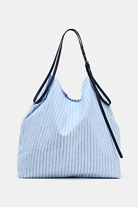 STRIPED WOVEN SHOPPER