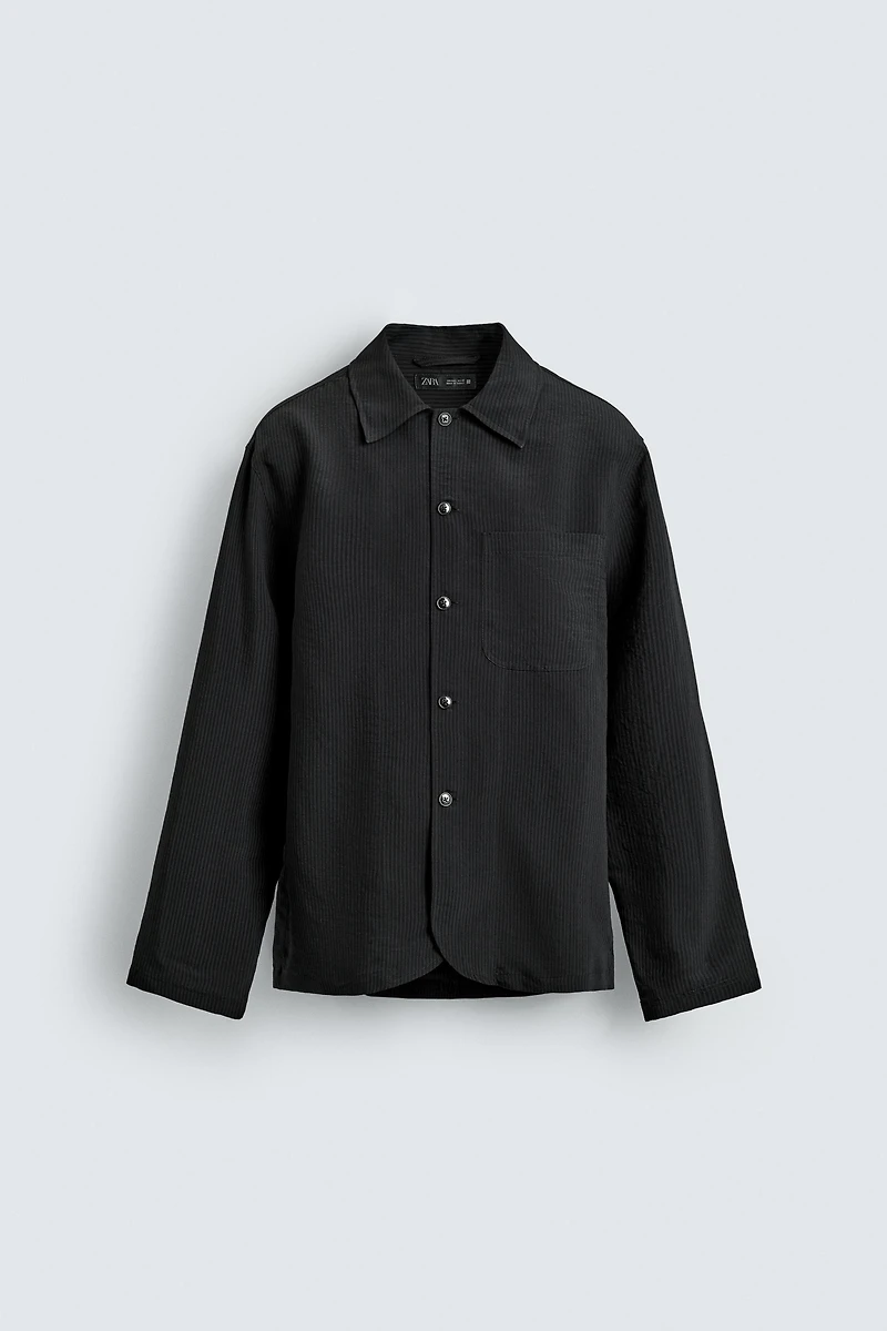 STRIPED JACQUARD FLOWY OVERSHIRT