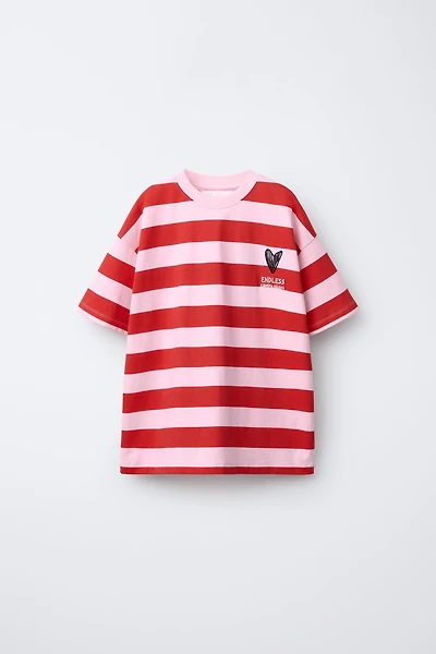 HEART STRIPED T-SHIRT