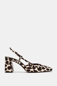 ANIMAL PRINT LEATHER SLINGBACK SHOES