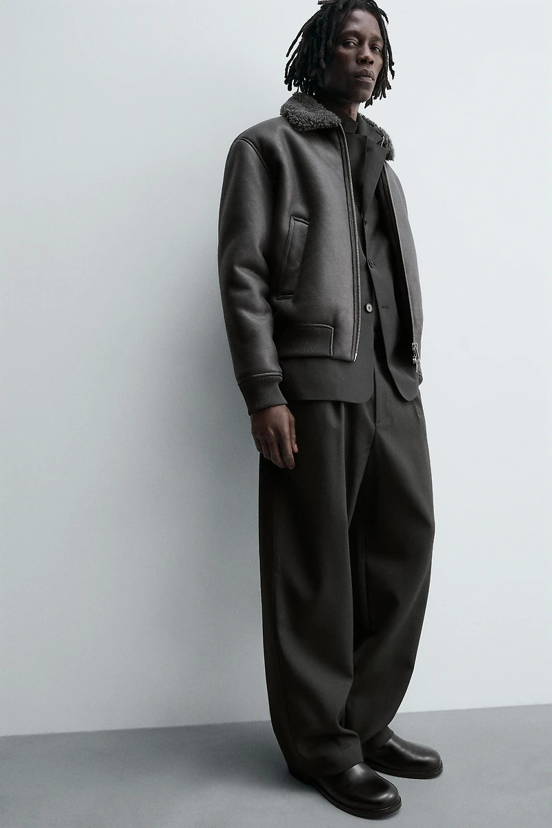 DOUBLE FACED FAUX LEATHER JACKET