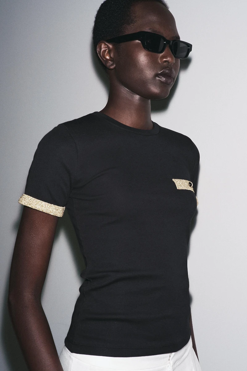 METALLIC THREAD T-SHIRT