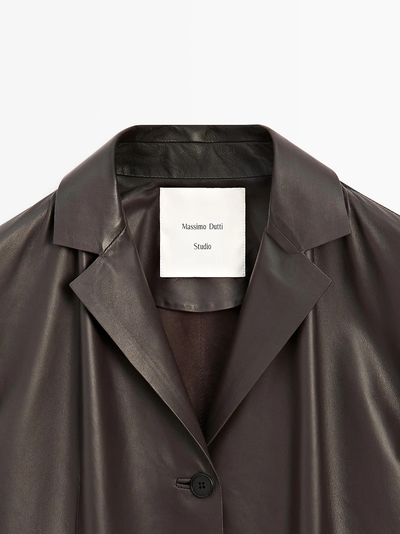 Blazer à col revers en cuir - STUDIO