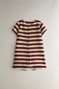 BABY STRIPED TERRY FOOTED ROMPER