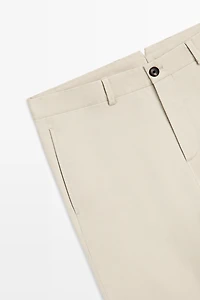 Cotton-blend slim fit pants