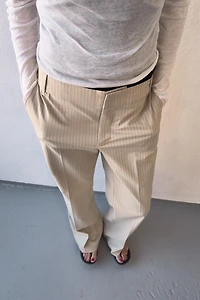 PINSTRIPE STRAIGHT LEG PANTS