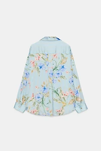 FLORAL PRINT SATIN EFFECT SHIRT