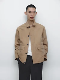 Linen blend jacket with pocket details