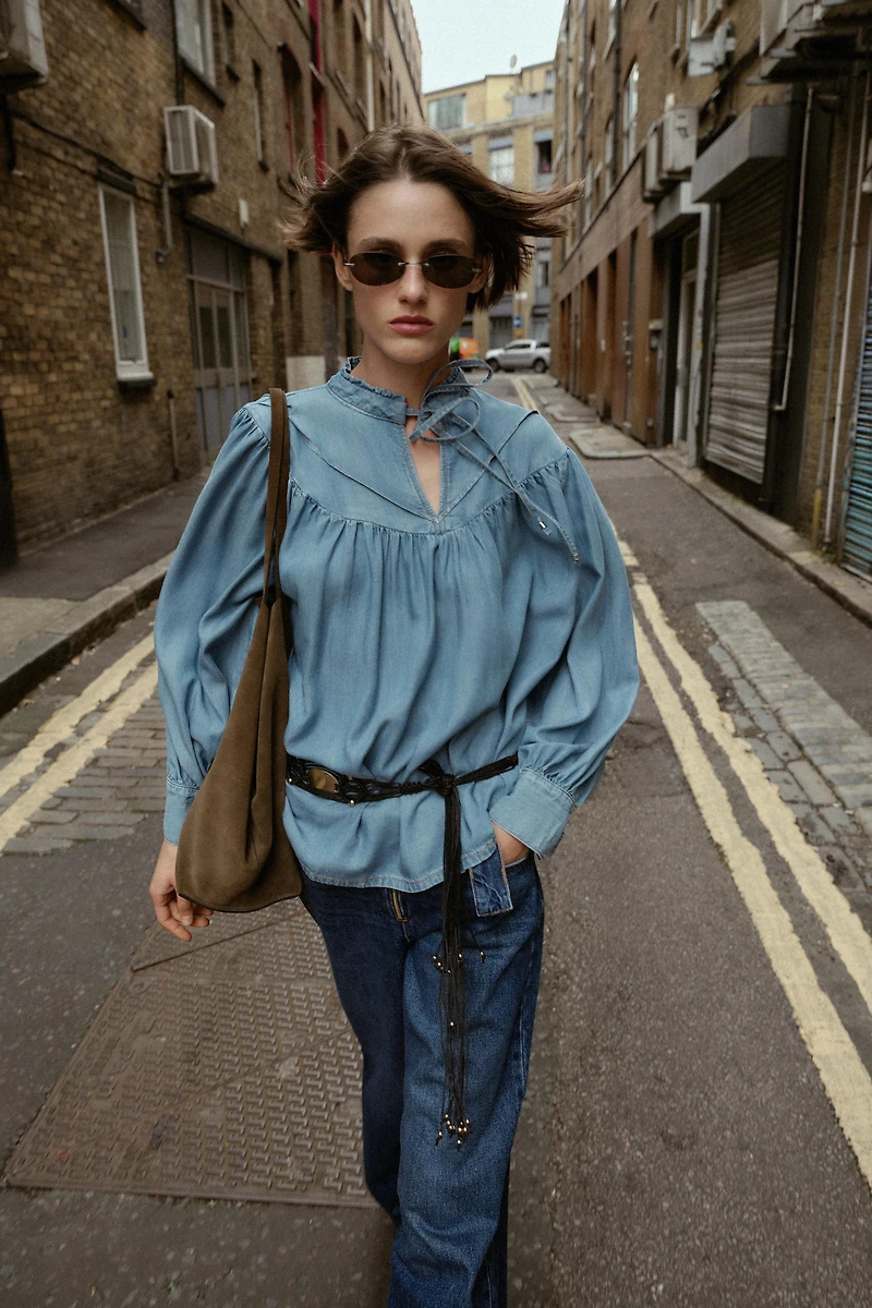 OVERSIZED FLOWY DENIM SHIRT