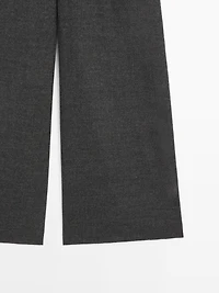 Textured wool wide-leg trousers