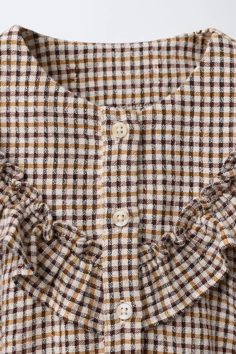PLAID RUFFLE BLOUSE