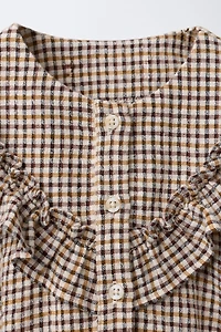 PLAID RUFFLE BLOUSE
