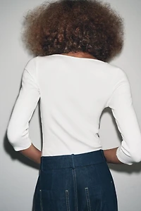 T-SHIRT COL BATEAU EN COTON