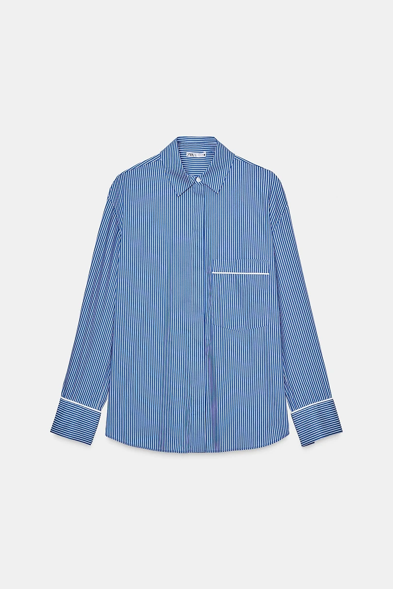 CHEMISE FAÇON PYJAMA À RAYURES EN CONTRASTE