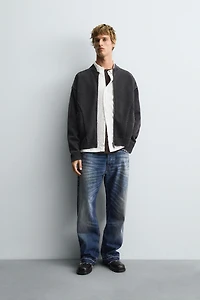 BLOUSON BOMBER EN MAILLE DÉLAVÉE