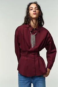 PLEATED POPLIN SHIRT