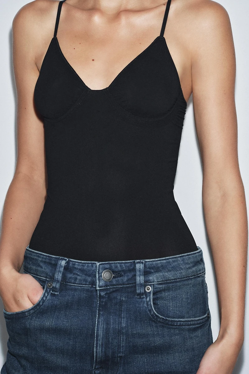 BODY COLLANT À BRETELLES AVEC POLYAMIDE