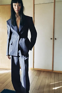 VESTE AJUSTÉE CHEVRON 100% LIN