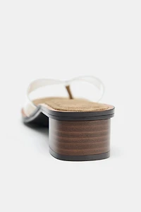 WIDE HEELED VINYL SANDALS