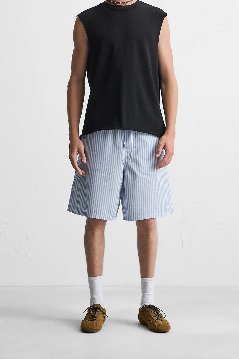 STRIPED RELAXED FIT SHORTS