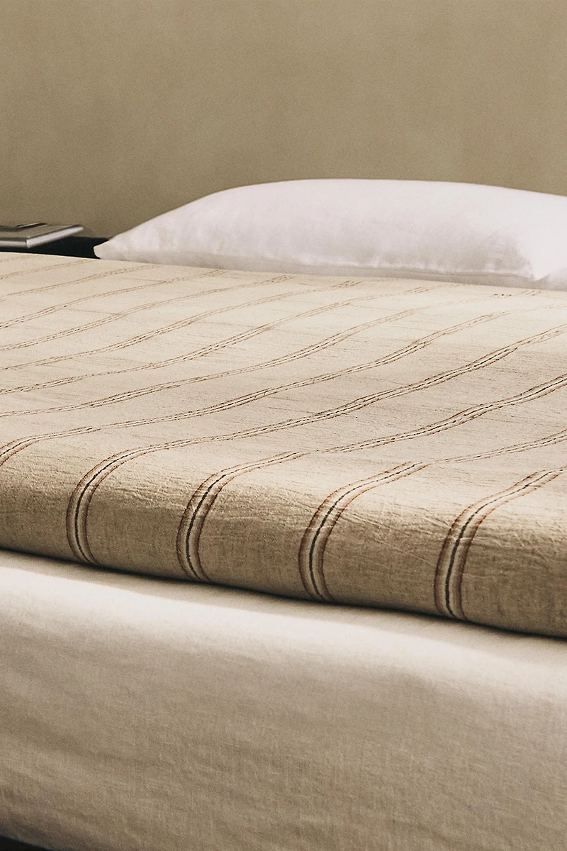 DYED THREAD STRIPED DUVET COVER
