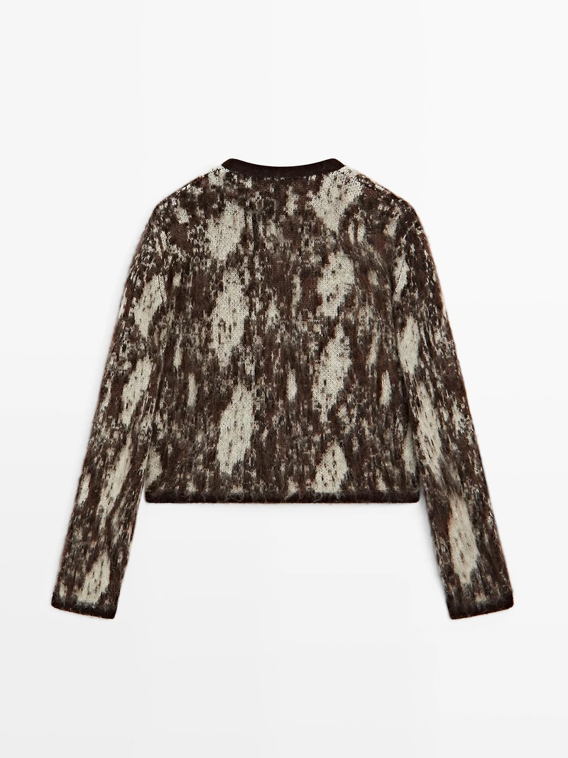 Snakeskin print knit cardigan