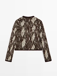 Snakeskin print knit cardigan