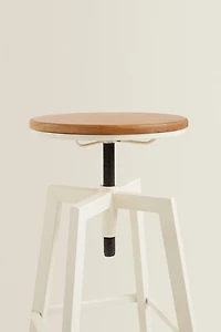 TABOURET HAUT PIVOTANT BOIS ET MÉTAL