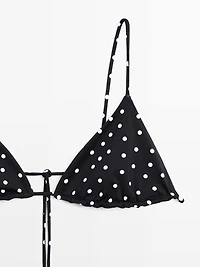 Polka dot print triangle bikini top