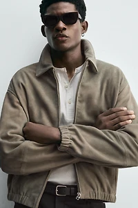 SUEDE-FINISH LEATHER JACKET