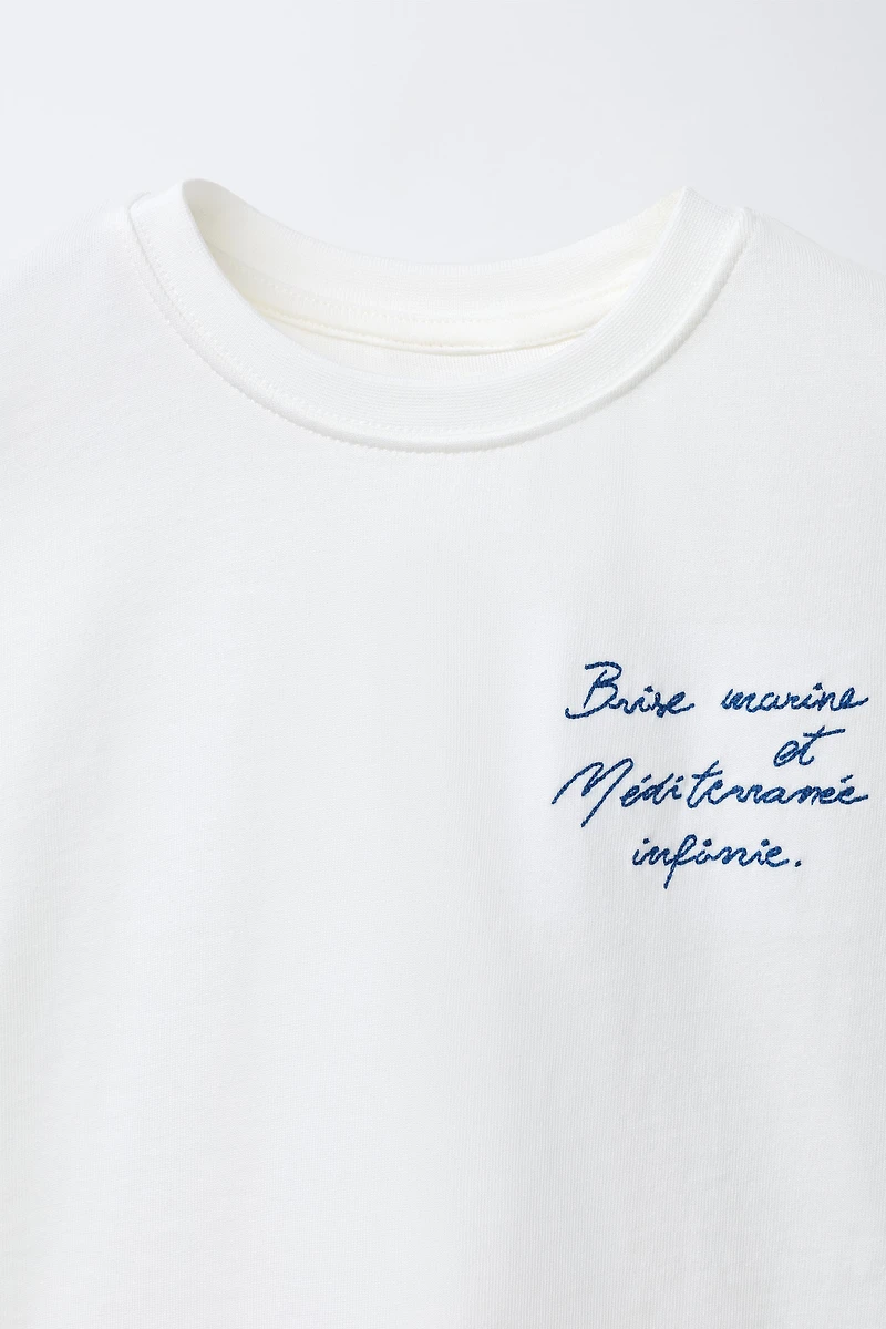 EMBROIDERED TEXT T-SHIRT