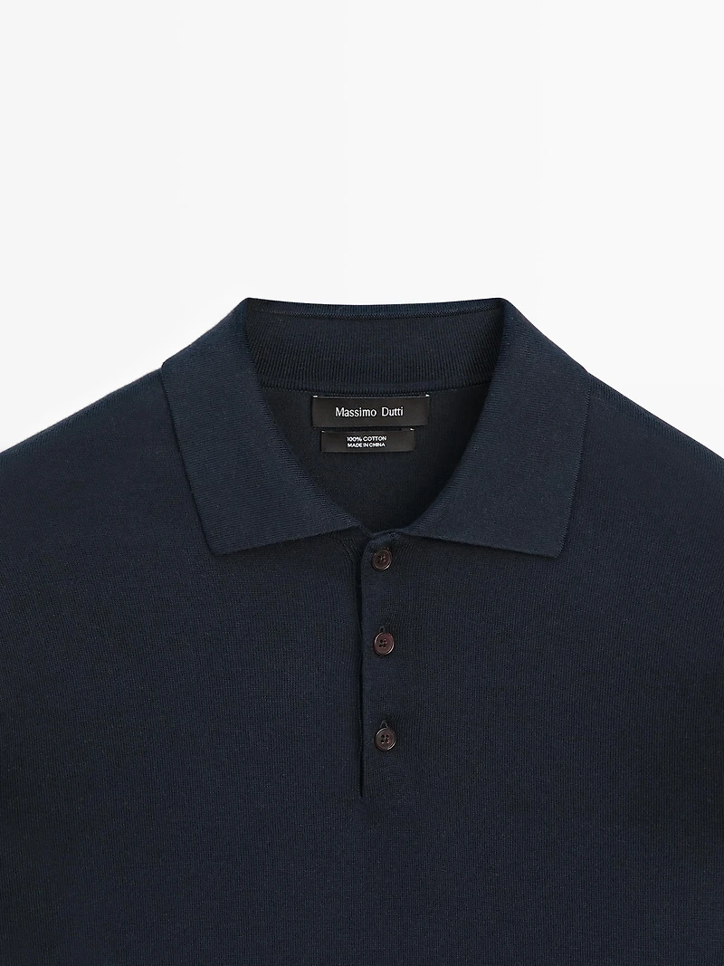 Pull polo en maille de coton