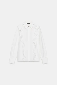 BEADED LAPEL POPLIN SHIRT