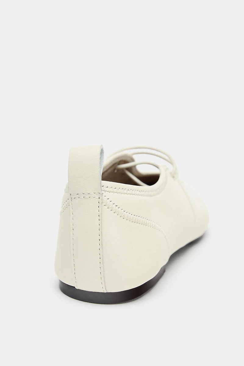LEATHER TOPSTITCHED BALLET FLATS