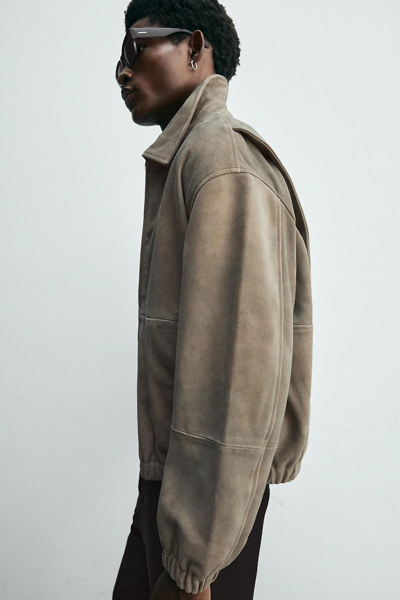 SUEDE-FINISH LEATHER JACKET