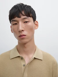 Polo en maille texturée de coton