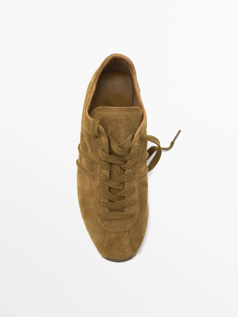 Split suede trainers