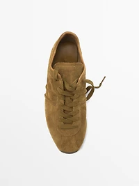 Split suede trainers