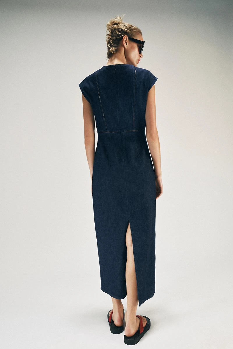 LACE TRIM MIDI DRESS
