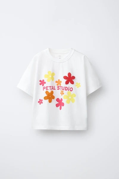CROCHET FLORAL T-SHIRT