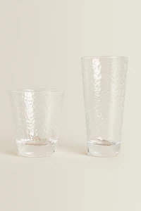 RAISED DESIGN GLASS TUMBLER