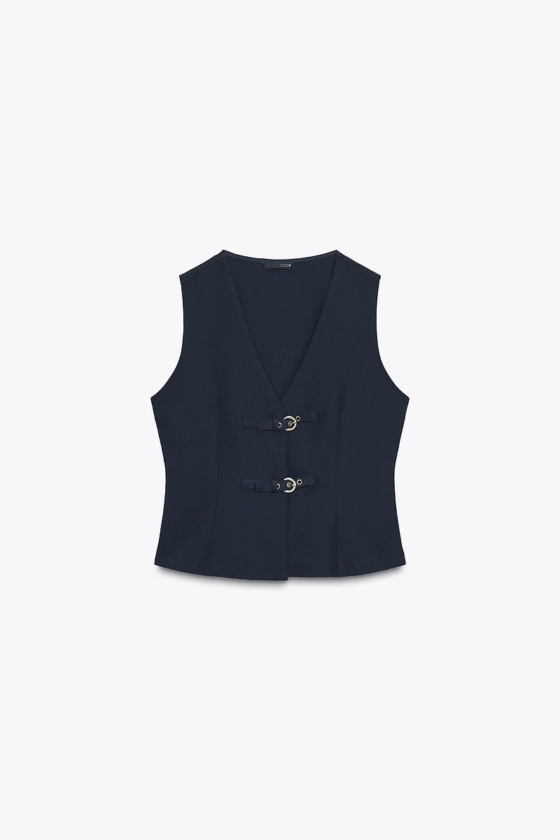 BUCKLE CREPE TOP