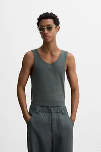 RIBBED COTTON-HEMP TANK TOP