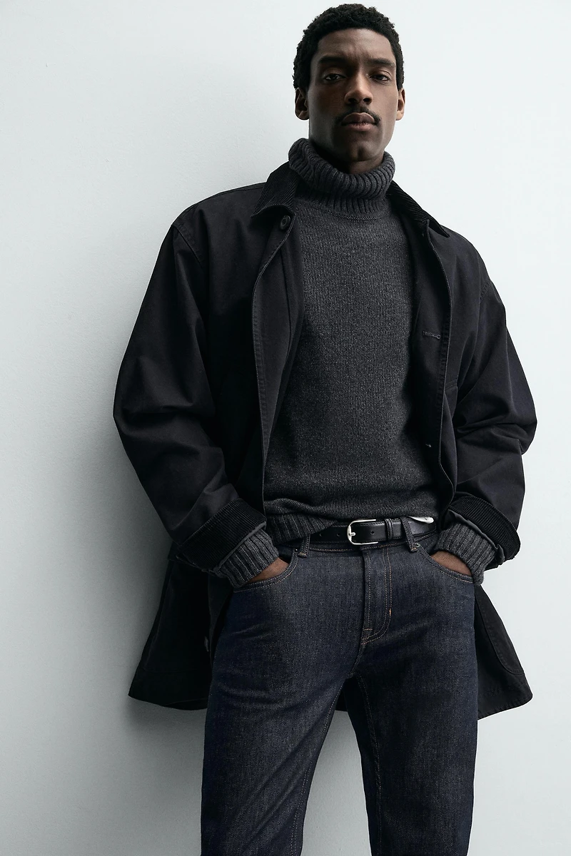 TOPSTITCHED LEATHER BELT