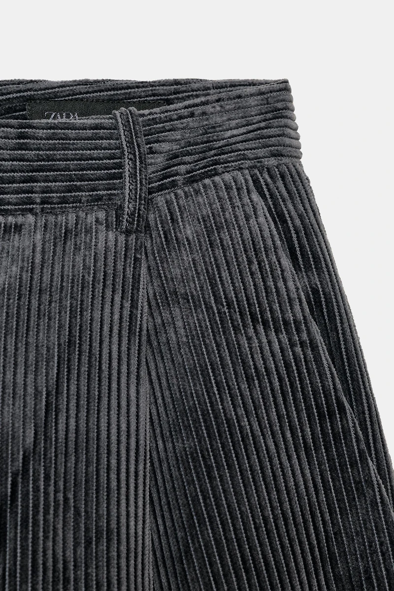 CORDUROY PLEATED PANTS ZW COLLECTION